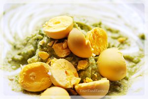 Mashing Avocado and egg york for Avocado Eggs at your food fantasy