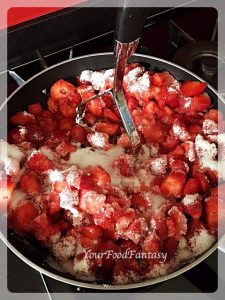 Mashing Strawberry and sugar | Strawberry Jam Recipe