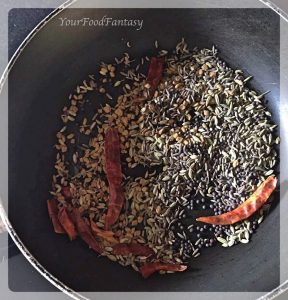 Roasting Spices for achari gosht | your food fantasy