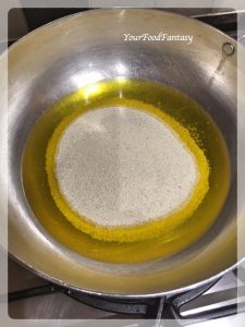 Adding Semolina - Sooji | Sooji Ka Halwa Recipe | YourFoodFantasy.com