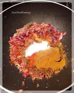Frying spices for making chickpea curry | Chole Masala
