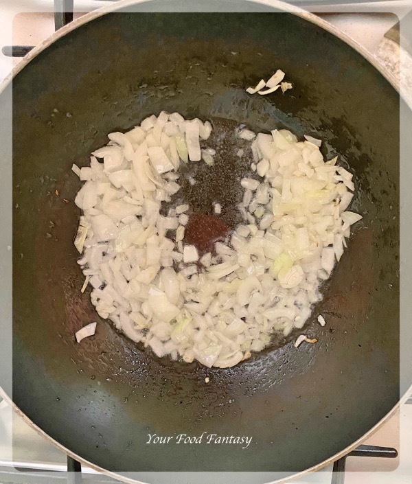 Frying Onions for Jackfruit Pulled Pork