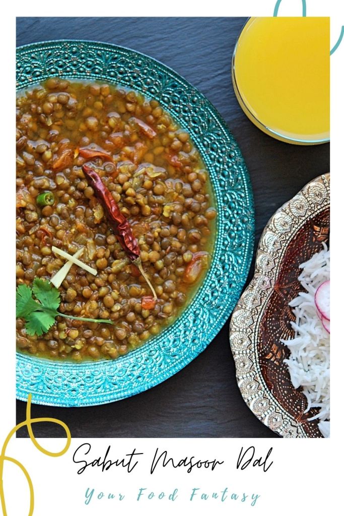 Sabut Masoor Dal - Brown Lentils Recipe