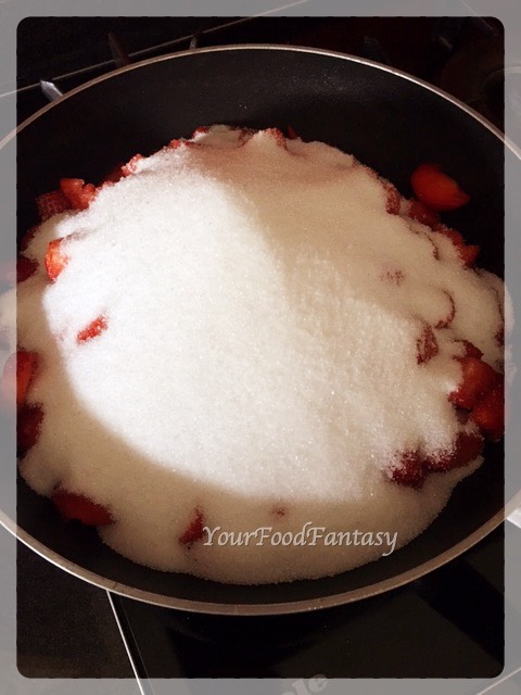Sugar and Strawberry mixed for Strawberry Jam | YourFoodFantasy