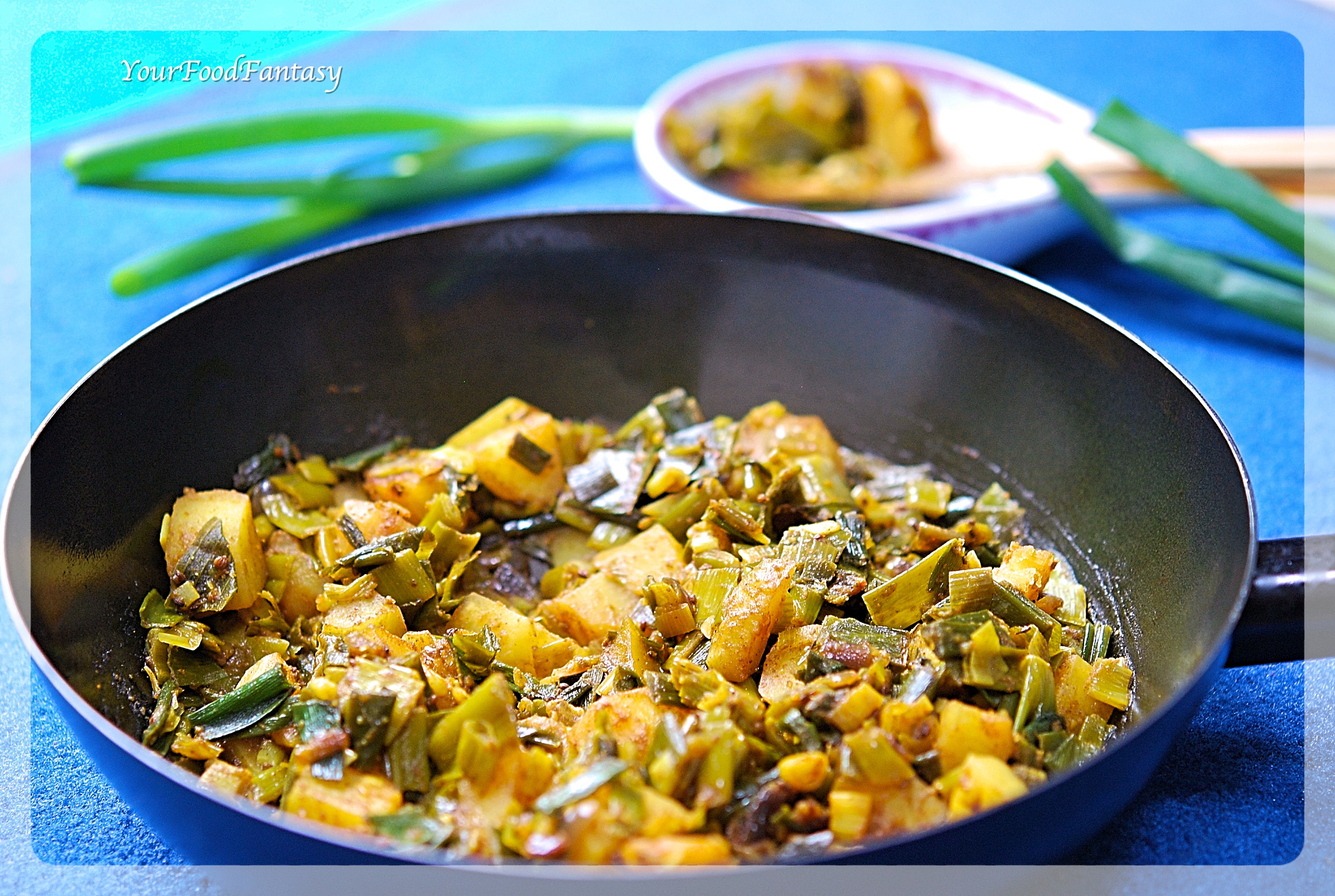 Hare Pyaz ke Sabji | YourFoodFantasy.com