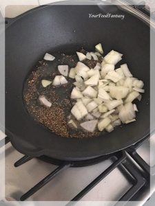 Frying Onion and Masala for Bhindi Masala | Your Food Fantasy