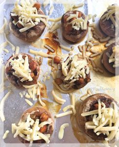 Adding Cheese | Chickpea Stuffed Mushrooms