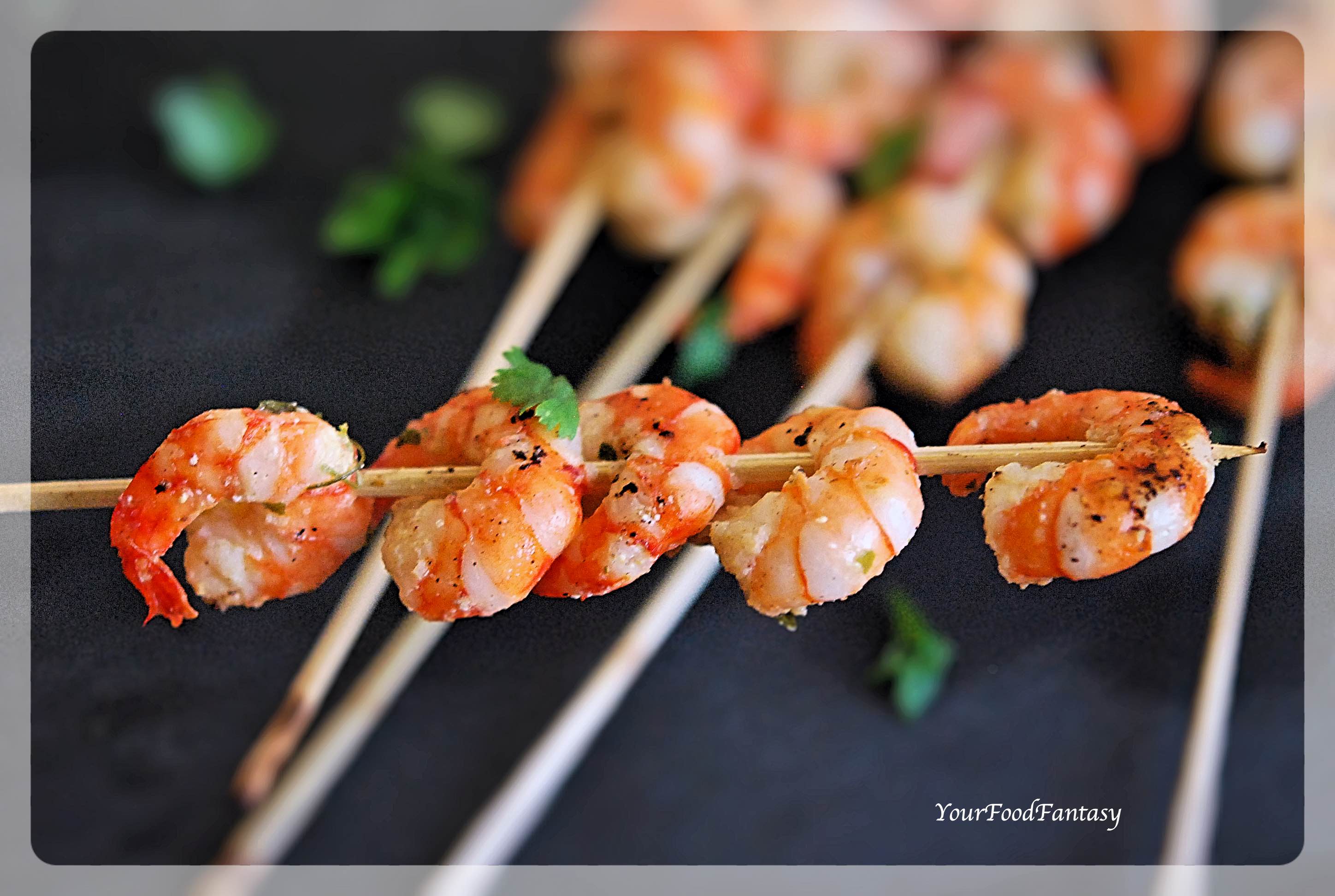 Prawn Starters Recipe | Prawn Skewers Recipe | YourFoodFantasy.com