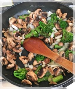 Broccoli Asparagus Mushroom Being Sauteed