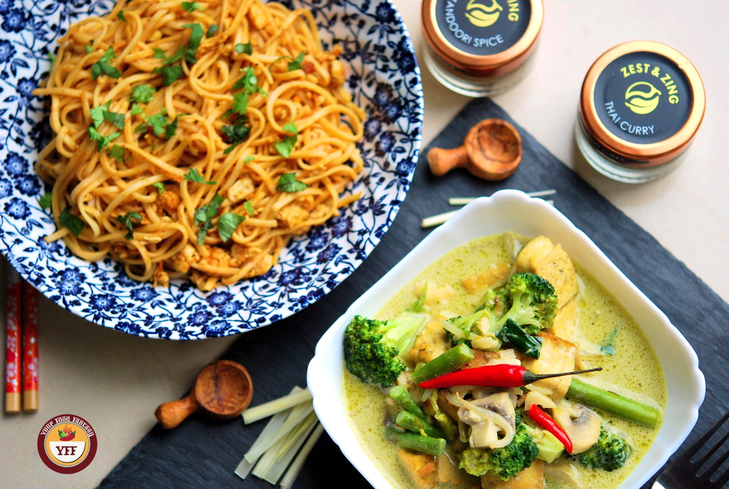 Fusion Recipes - Tandoori Egg Noodles and Green Thai Curry Recipe | YourFoodFantasy.com