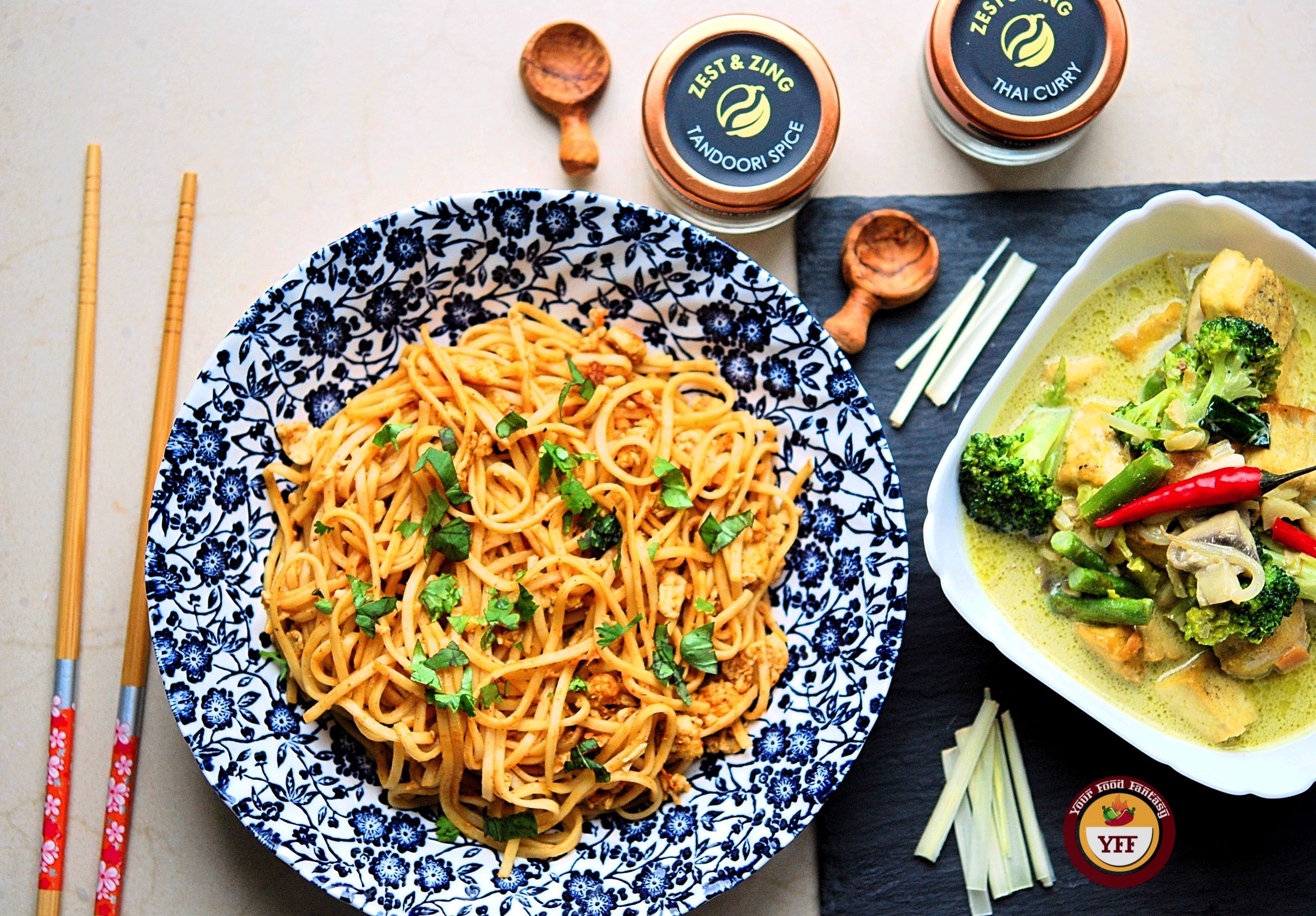 Tandoori Noodles Recipe and Green Thai Curry Recipe | Your Food Fantasy