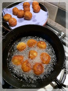 Deep frying Kofta to make Cabbage Kofta Curry - Your Food Fantasy