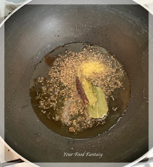 Frying Cumin seeds for mixed veg curry