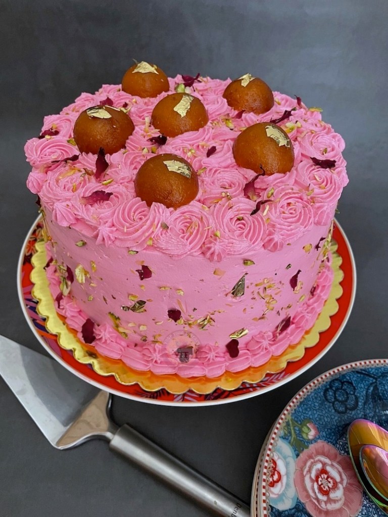 Eggless Gulab Jamun Cake Recipe