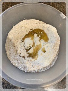 Preparing dough for mint lachha paratha
